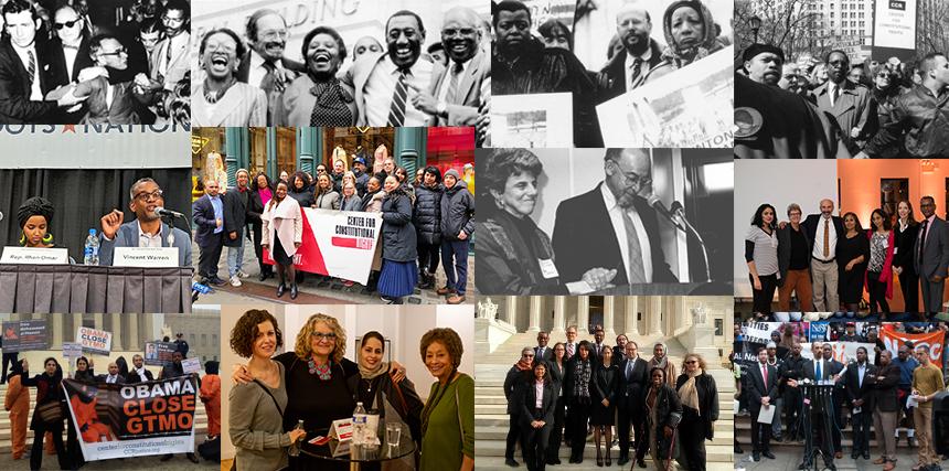 Montage of CCR lawyers, board members and partners and friends