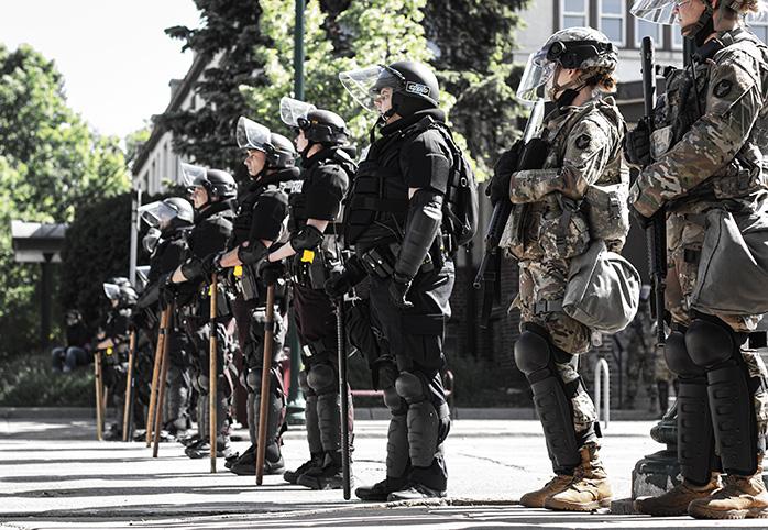 Military personnel in formation